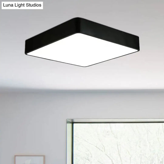 Modern Led Metal Flush Mount Light Fixture - White/Black Square 14/18/23.5 Wide Living Room