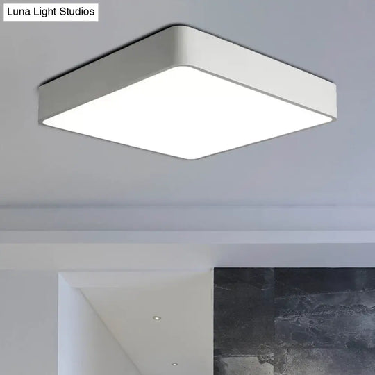 Modern Led Metal Flush Mount Light Fixture - White/Black Square 14/18/23.5 Wide Living Room