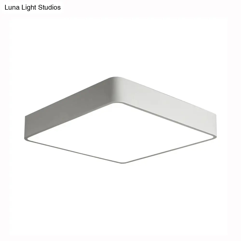 Modern Led Metal Flush Mount Light Fixture - White/Black Square 14’/18’/23.5’ Wide Living Room