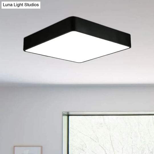 Modern Led Metal Flush Mount Light Fixture - White/Black Square 14’/18’/23.5’ Wide Living Room