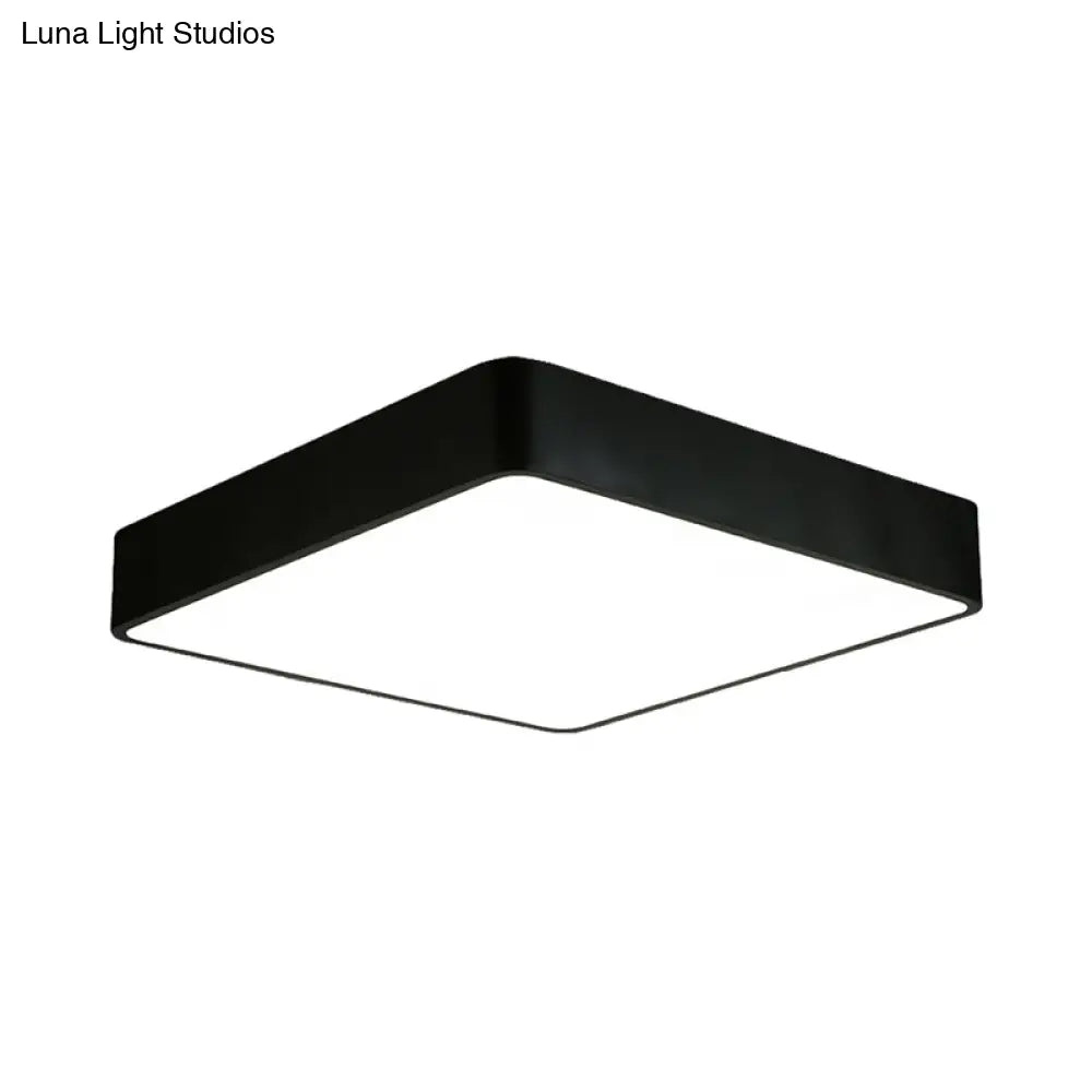 Modern Led Metal Flush Mount Light Fixture - White/Black Square 14’/18’/23.5’ Wide Living Room