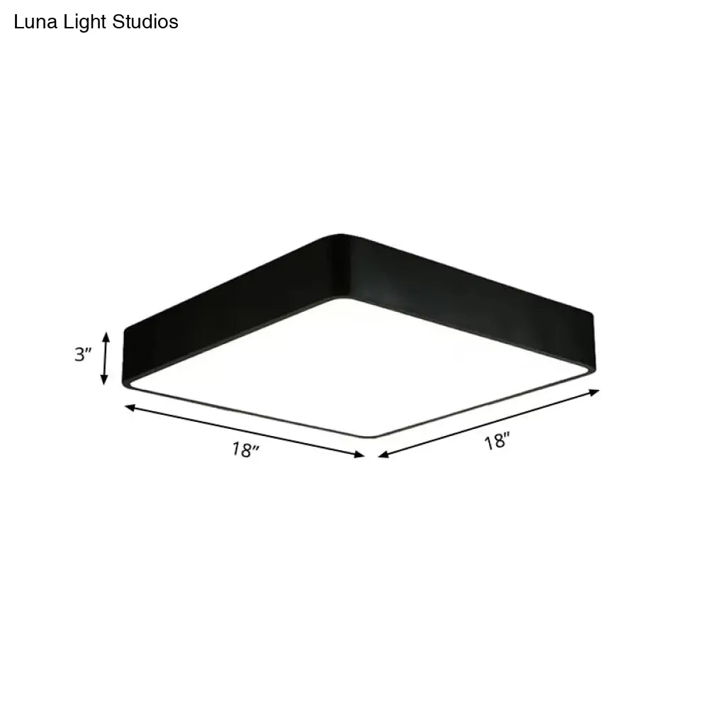 Modern Led Metal Flush Mount Light Fixture - White/Black Square 14’/18’/23.5’ Wide Living Room