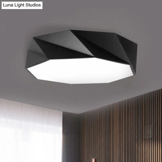 Modern Led Metal Flush Mount Lighting With Concave/Convex Shape - White/Black Ceiling