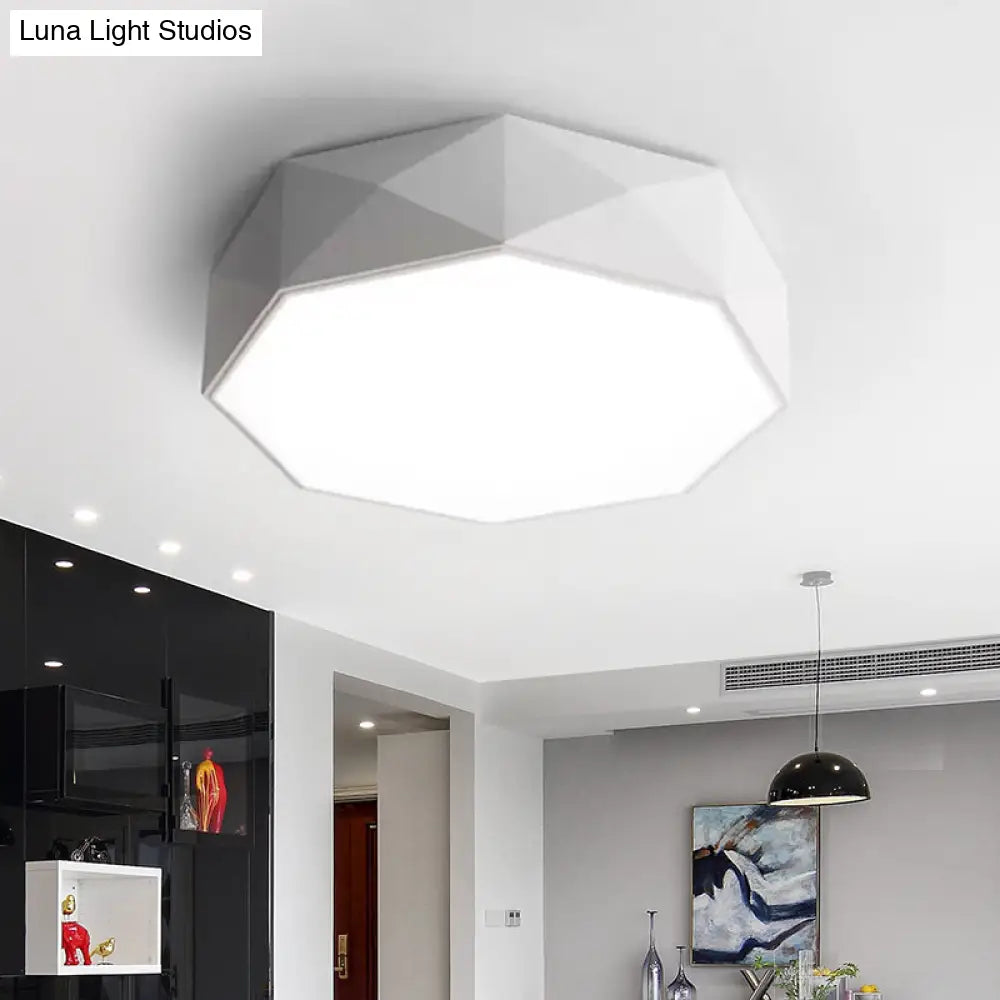 Modern Led Metal Flush Mount Lighting With Concave/Convex Shape - White/Black Ceiling