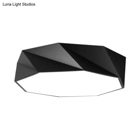 Modern Led Metal Flush Mount Lighting With Concave/Convex Shape - White/Black Ceiling