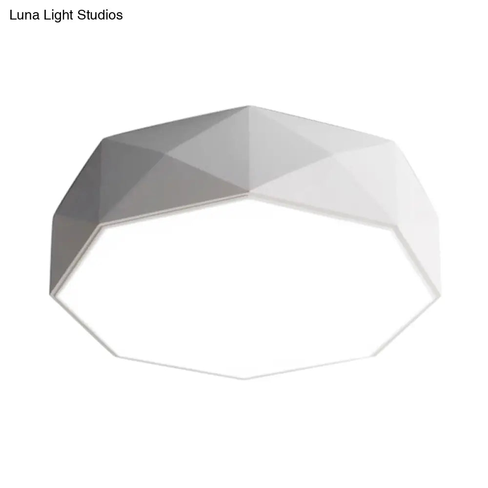 Modern Led Metal Flush Mount Lighting With Concave/Convex Shape - White/Black Ceiling