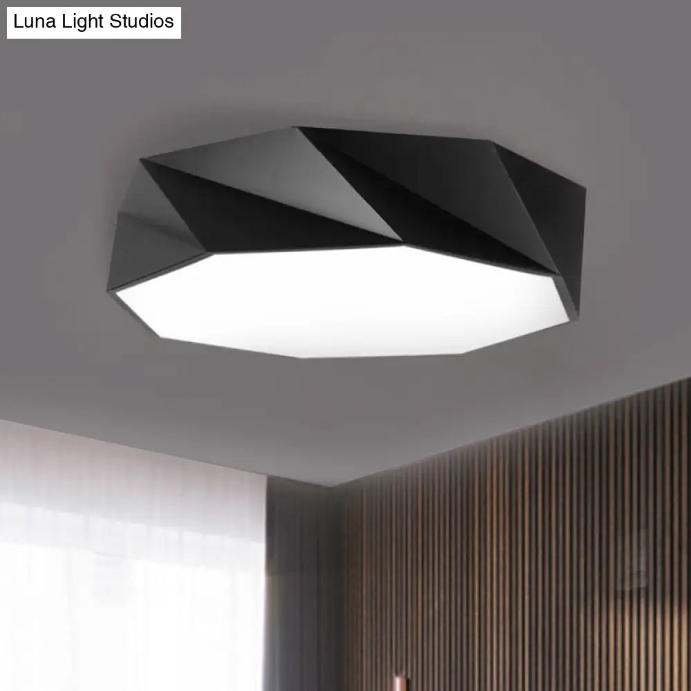 Modern Led Metal Flush Mount Lighting With Concave/Convex Shape - White/Black Ceiling 16/19.5/23.5