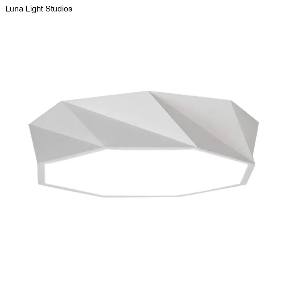 Modern Led Metal Flush Mount Lighting With Concave/Convex Shape - White/Black Ceiling