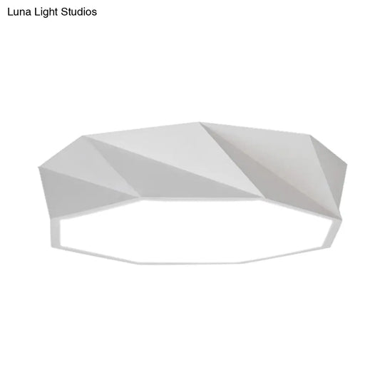Modern Led Metal Flush Mount Lighting With Concave/Convex Shape - White/Black Ceiling