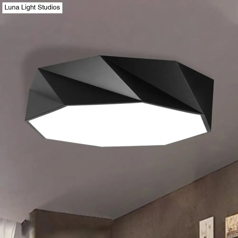 Modern Led Metal Flush Mount Lighting With Concave/Convex Shape - White/Black Ceiling 16/19.5/23.5