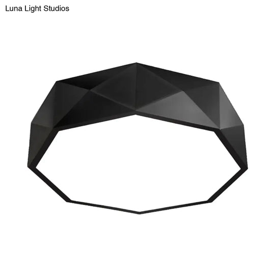 Modern Led Metal Flush Mount Lighting With Concave/Convex Shape - White/Black Ceiling