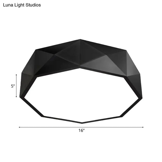 Modern Led Metal Flush Mount Lighting With Concave/Convex Shape - White/Black Ceiling
