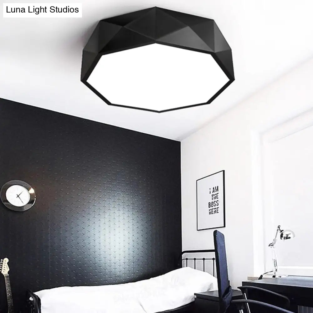 Modern Led Metal Flush Mount Lighting With Concave/Convex Shape - White/Black Ceiling