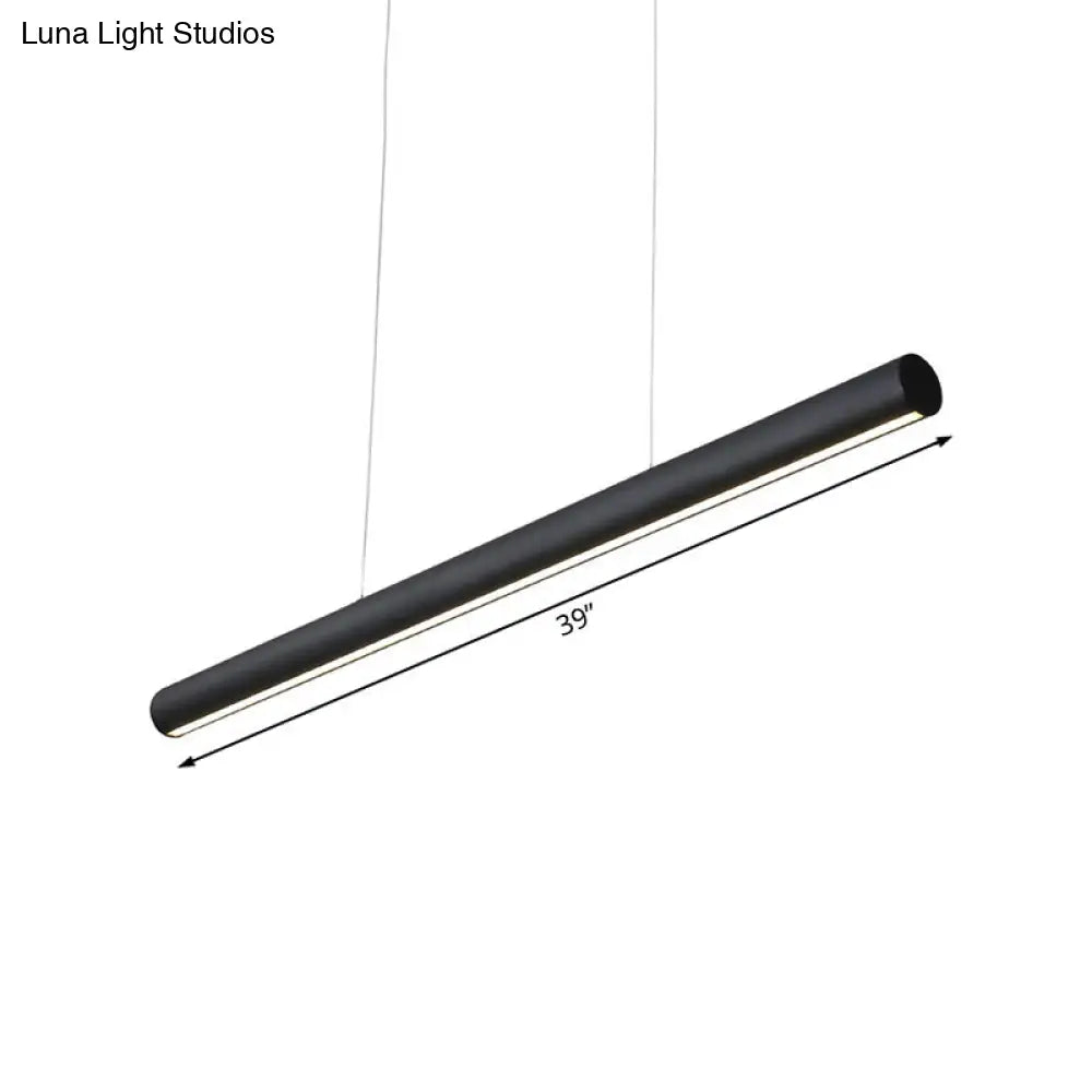 Modern Metal Linear Pendant Chandelier: Led 39/47 Wide Hanging Lamp Kit In Black With