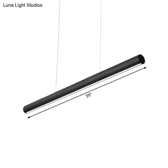 Modern Metal Linear Pendant Chandelier: Led 39/47 Wide Hanging Lamp Kit In Black With