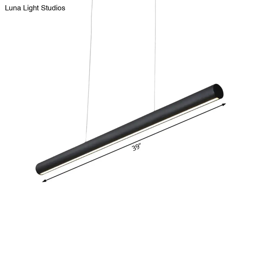 Modern Led Metal Linear Pendant Chandelier - 39’/47’ Wide Black Hanging Lamp Kit In