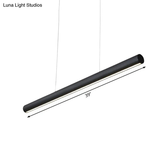 Modern Led Metal Linear Pendant Chandelier - 39’/47’ Wide Black Hanging Lamp Kit In