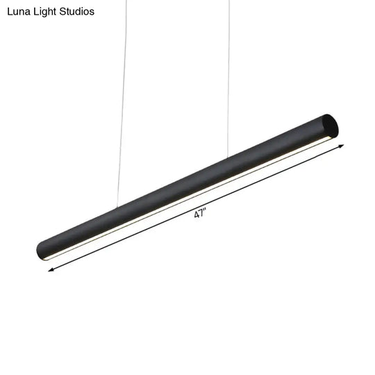 Modern Metal Linear Pendant Chandelier: Led 39/47 Wide Hanging Lamp Kit In Black With