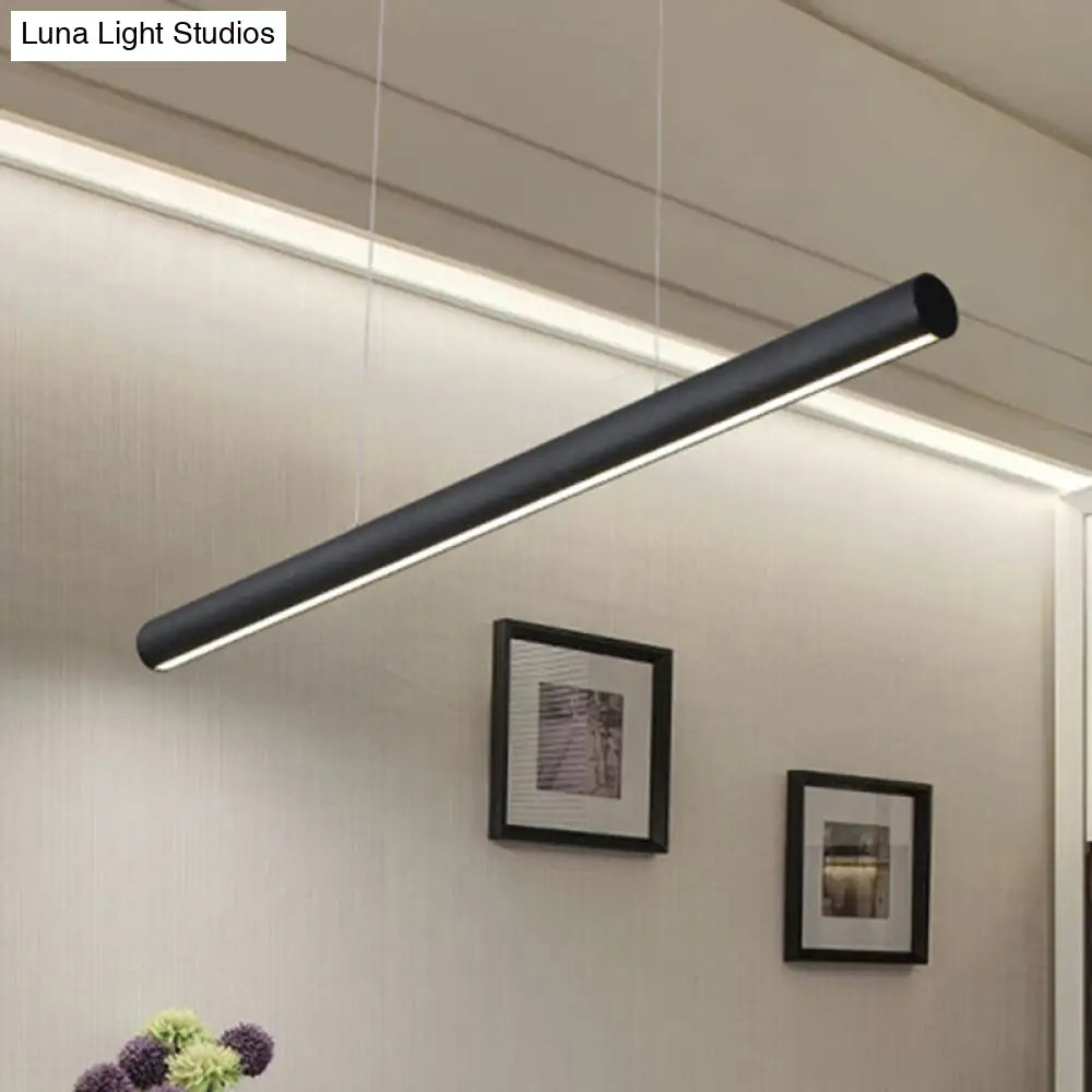 Modern Metal Linear Pendant Chandelier: Led 39/47 Wide Hanging Lamp Kit In Black With