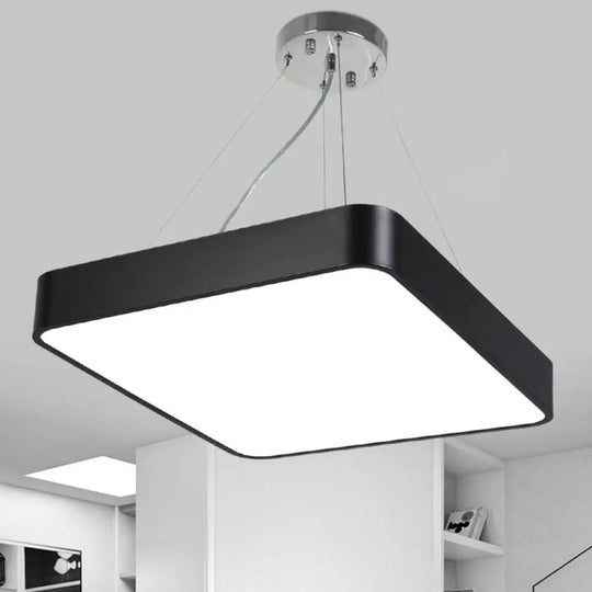 Modern Led Metal Square Pendant Ceiling Lamp - 14’’/18’’/23.5’’ Wide Black/Silver