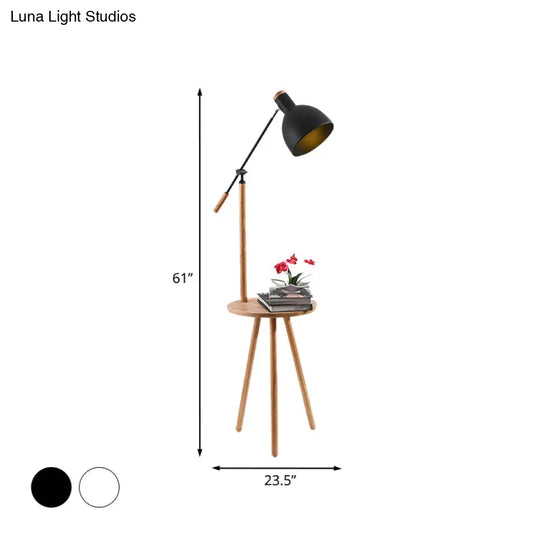 Modern Led Metal Standing Lamp - Adjustable Arm White/Black Finish