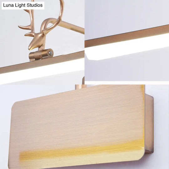 Modern Led Metal Vanity Wall Lamp With Antlers Arm In White/Natural Light - 17/20.5/28 Wide