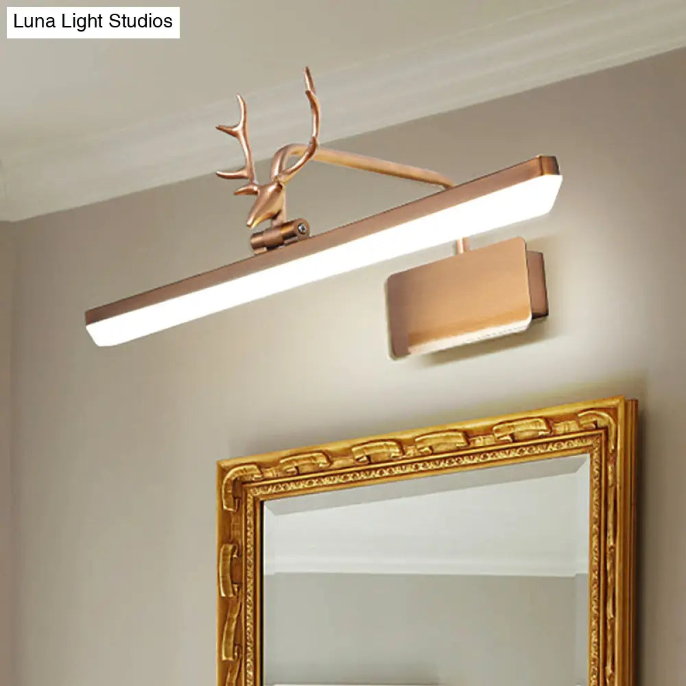 Modern Led Metal Vanity Wall Lamp With Antlers Arm In White/Natural Light - 17/20.5/28 Wide