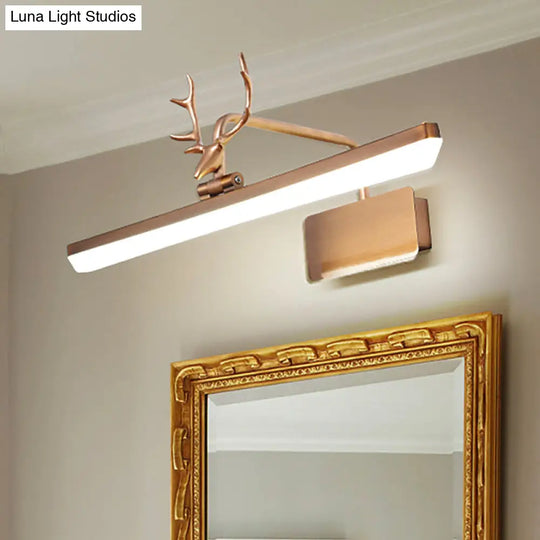 Modern Led Metal Vanity Wall Lamp With Antlers Arm In White/Natural Light - 17/20.5/28 Wide