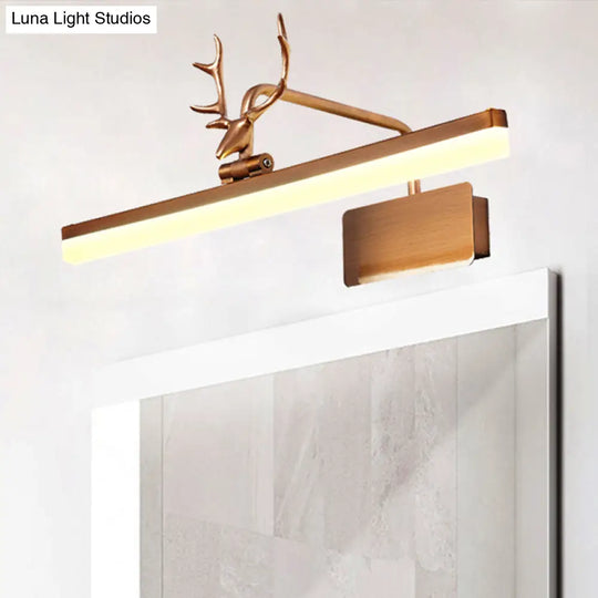 Modern Led Metal Vanity Wall Lamp With Antlers Arm In White/Natural Light - 17/20.5/28 Wide