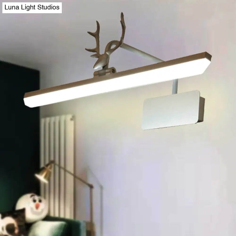 Modern Led Metal Vanity Wall Lamp With Antlers Arm In White/Natural Light - 17/20.5/28 Wide