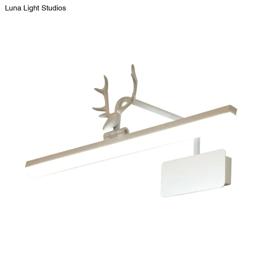 Modern Led Metal Vanity Wall Lamp With Antlers Arm In White/Natural Light - 17/20.5/28 Wide