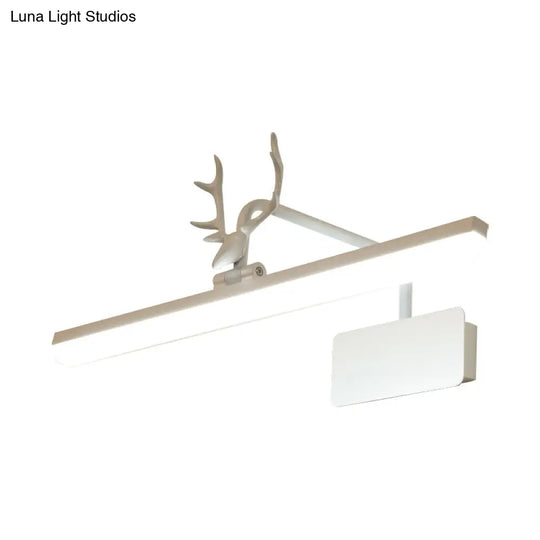 Modern Led Metal Vanity Wall Lamp With Antlers Arm In White/Natural Light - 17/20.5/28 Wide