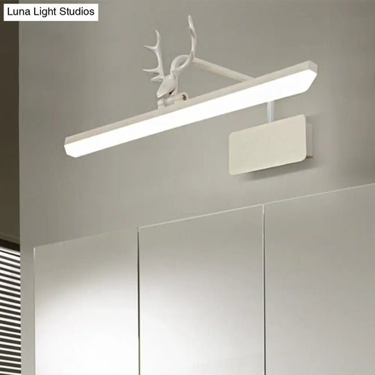 Modern Led Metal Vanity Wall Lamp With Antlers Arm In White/Natural Light - 17/20.5/28 Wide