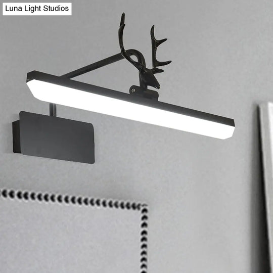 Modern Led Metal Vanity Wall Lamp With Antlers Arm In White/Natural Light - 17/20.5/28 Wide