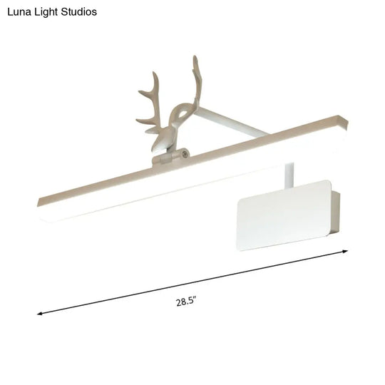 Modern Led Metal Vanity Wall Lamp With Antlers Arm In White/Natural Light - 17/20.5/28 Wide