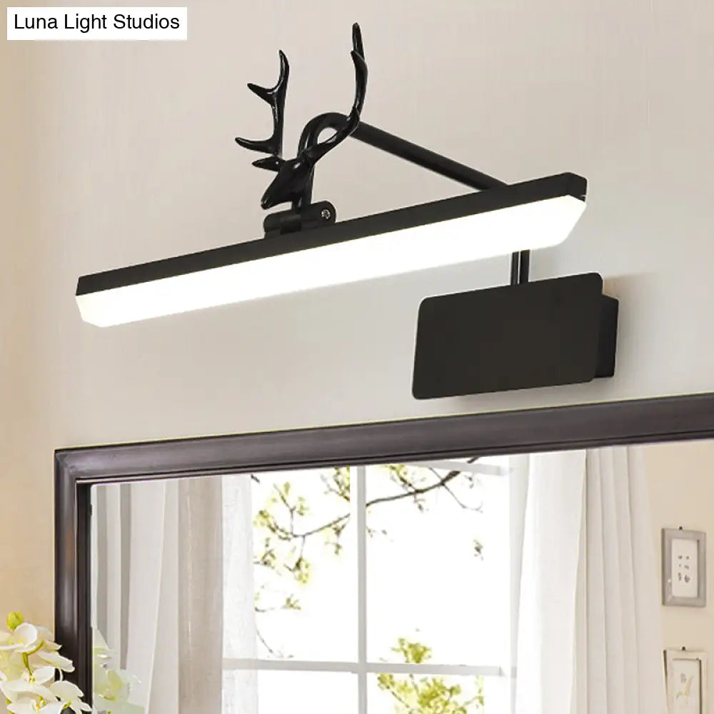 Modern Led Metal Vanity Wall Lamp With Antlers Arm In White/Natural Light - 17/20.5/28 Wide