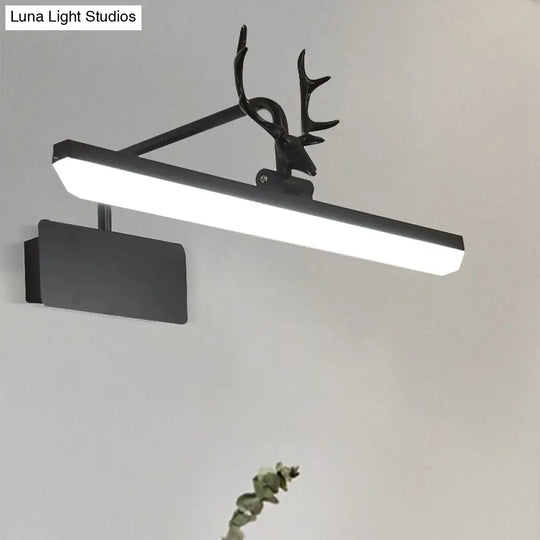 Modern Led Metal Vanity Wall Lamp With Antlers Arm In White/Natural Light - 17/20.5/28 Wide