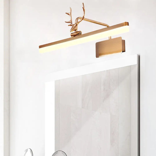 Modern Led Metal Vanity Wall Lamp With Antlers Arm In White/Natural Light - 17/20.5/28 Wide Gold /