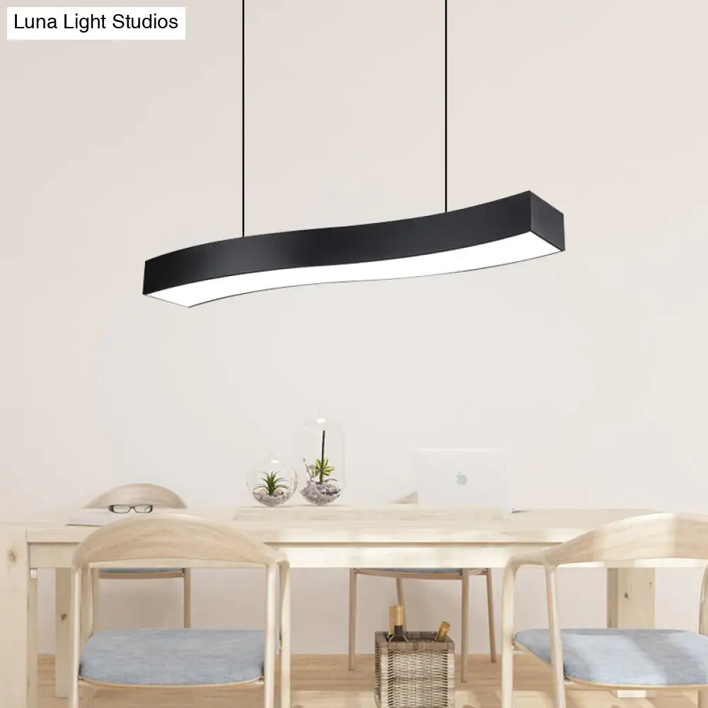 Modern Led Black Metal Pendant Lamp With Recessed Diffuser - Wide Wave Design (18/23.5/47)