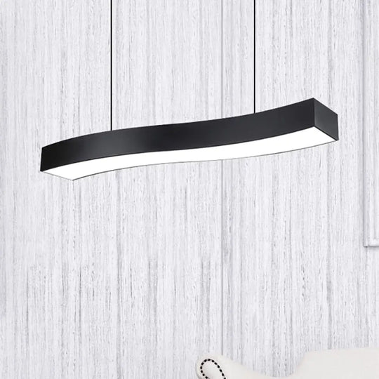 Modern Led Metal Wave Pendant Lamp With Recessed Diffuser - Black Multiple Sizes Available / 23.5’