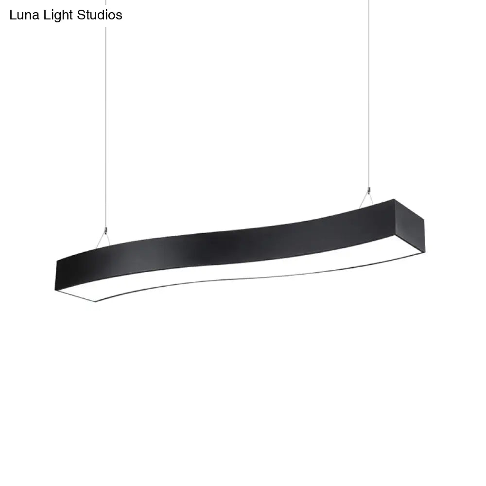 Modern Led Black Metal Pendant Lamp With Recessed Diffuser - Wide Wave Design (18/23.5/47)