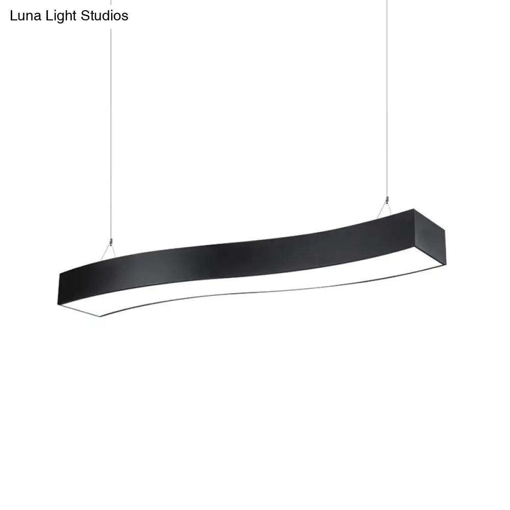 Modern Led Metal Wave Pendant Lamp With Recessed Diffuser - Black Multiple Sizes Available