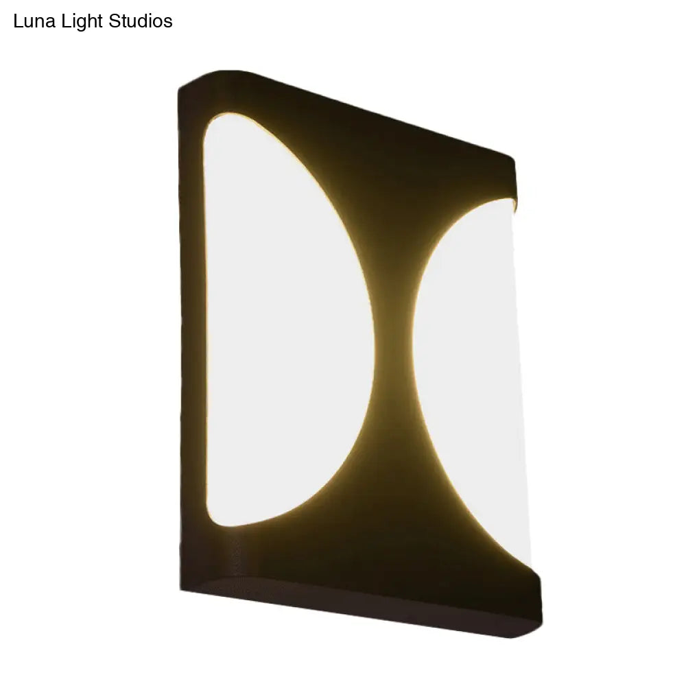 Modern Led Metallic Black Wall Sconce With Double Semicircle Pattern - Flush Mount