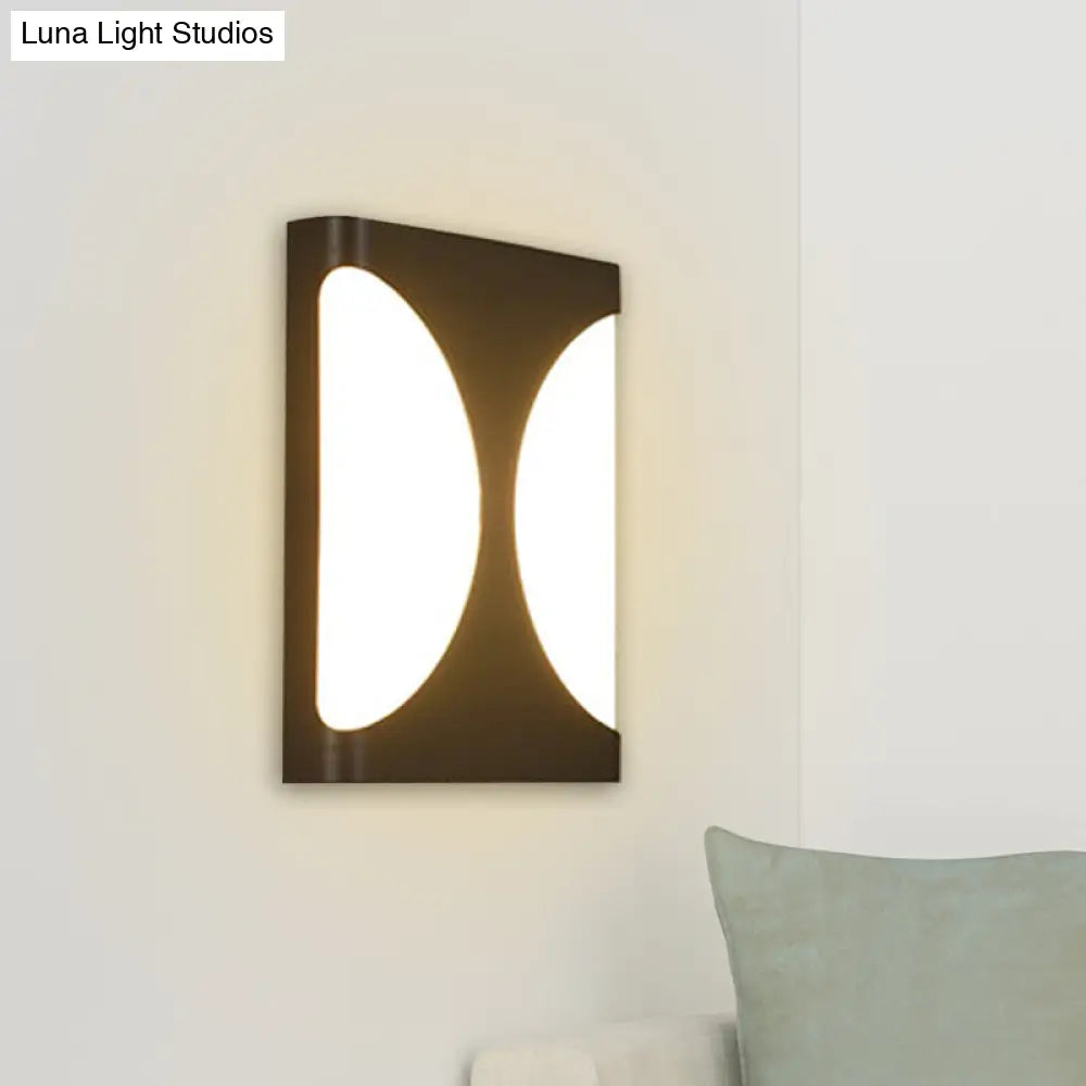 Modern Led Metallic Black Wall Sconce With Double Semicircle Pattern - Flush Mount