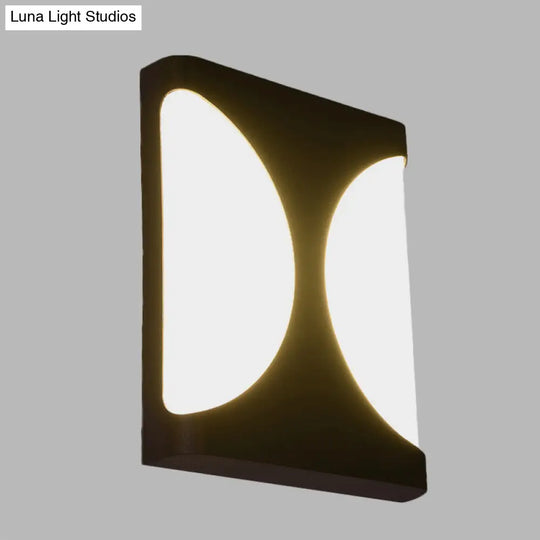 Modern Led Metallic Black Wall Sconce With Double Semicircle Pattern - Flush Mount