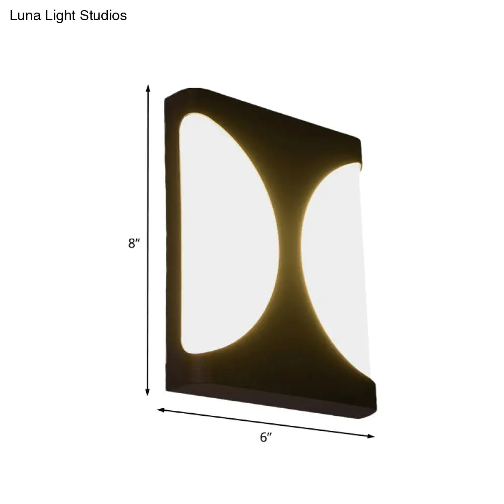 Modern Led Metallic Black Wall Sconce With Double Semicircle Pattern - Flush Mount