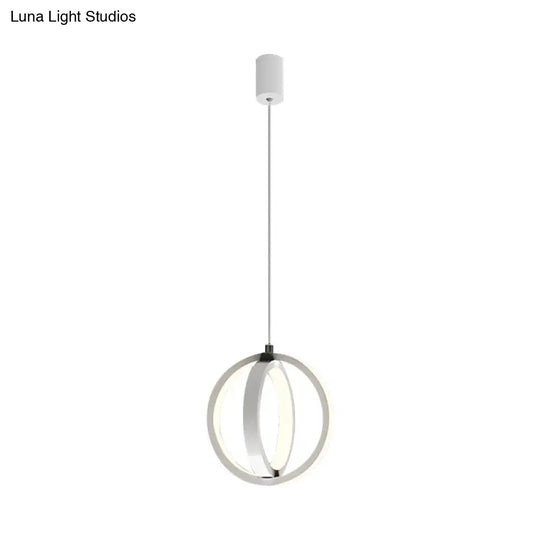 Modern Led Pendant Light With Crossed Ring Design - Black/White Metallic Shade In Warm/White Black /