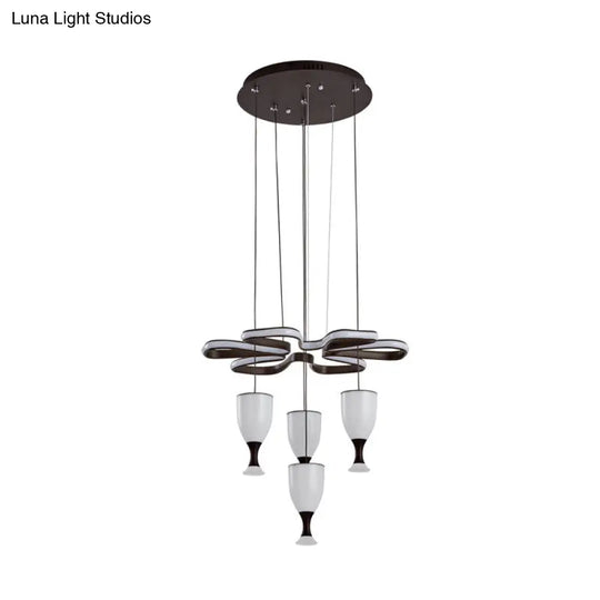 Modern Led Pendant Light With 4-Cup Coffee And Twist Design