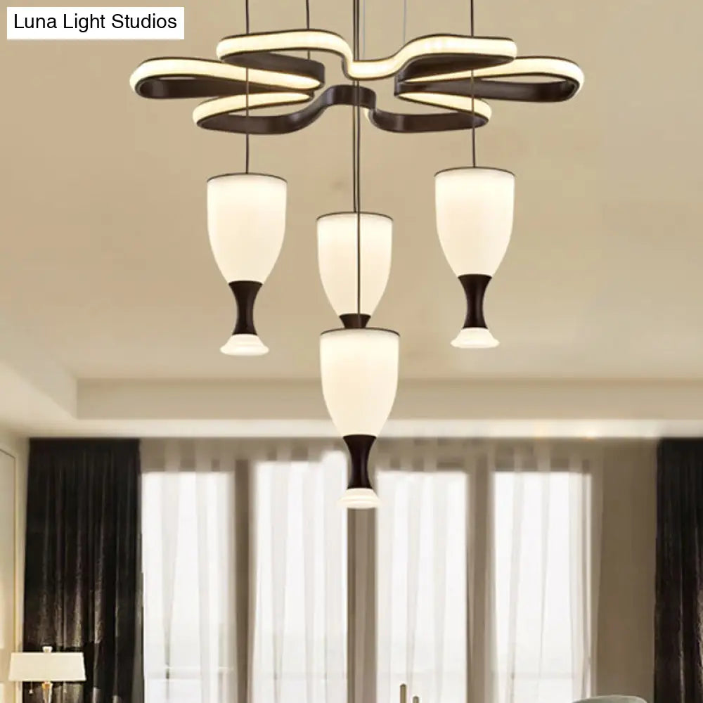 Modern Led Pendant Light With 4-Cup Coffee And Twist Design