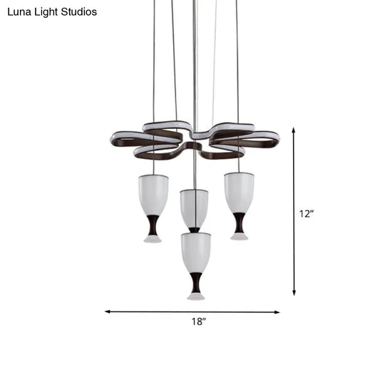 Modern Led Multi-Light Pendant With 4-Cup Coffee & Twist Ceiling Fixture